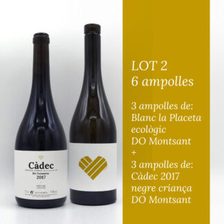 Imatge del lot 2 deo 3 ampolles de blanc ecològic la Placeta i 3 ampolles de Càdec 2017